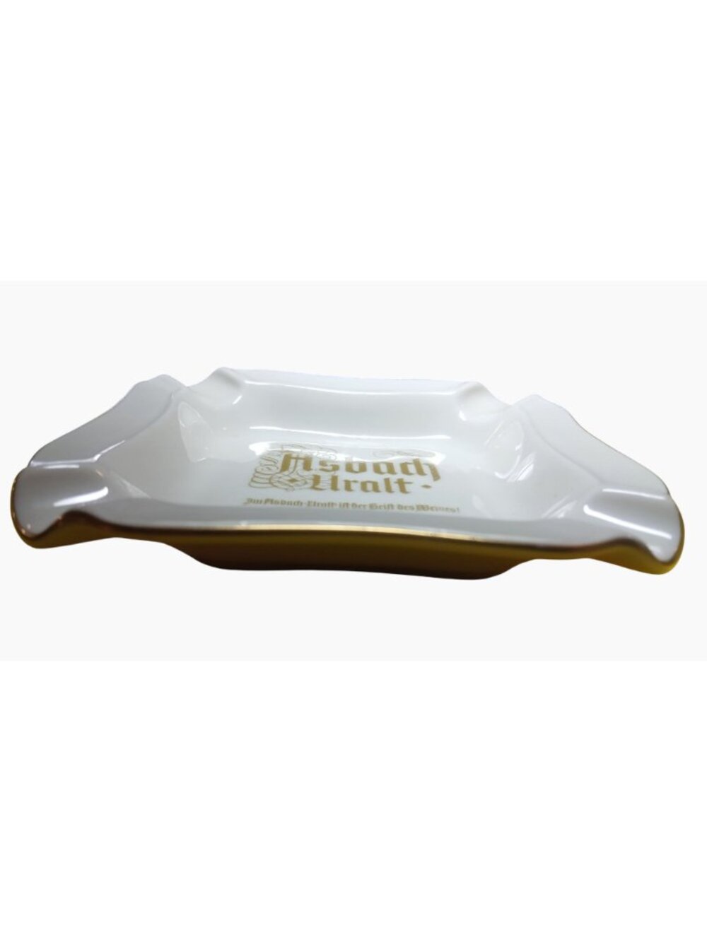 Asbach Uralt Porcelain Ashtray H&C Selb Bavaria Germany White Gold Vintage Cigar - Picture 9 of 12